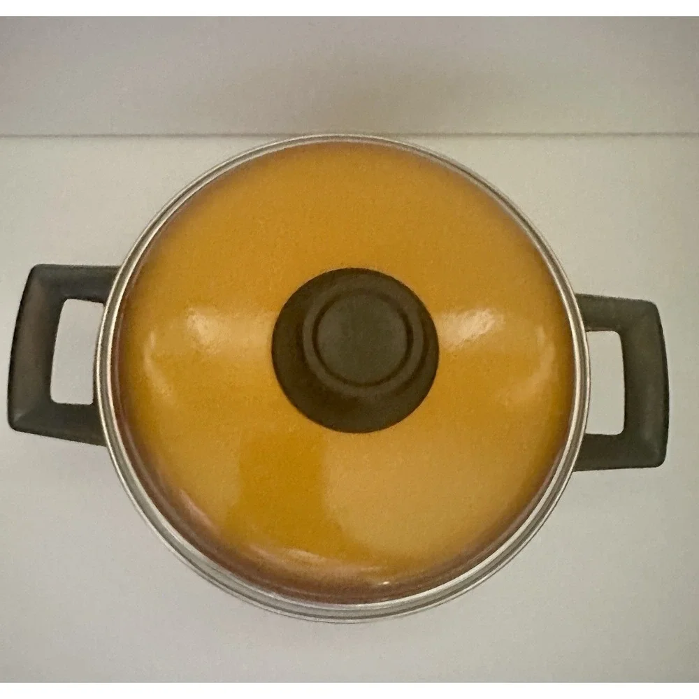 Capri‎ Enamel Steel Dutch Oven Pot Made In Spain Vintage Floral Decal 3 Qt